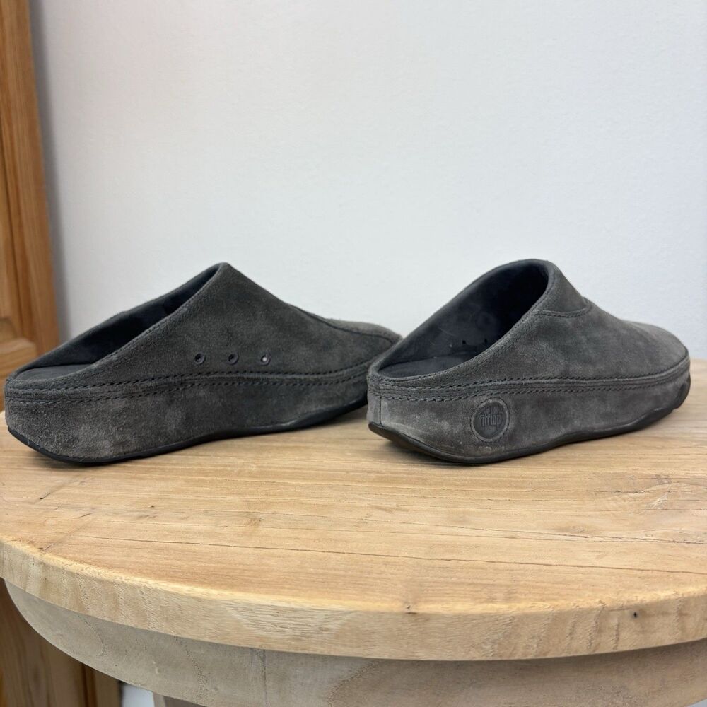 FitFlop Clogs Womens 8 Suede Slip On Mules Shoe Gray Walking Work Out Comfort - Picture 7 of 14